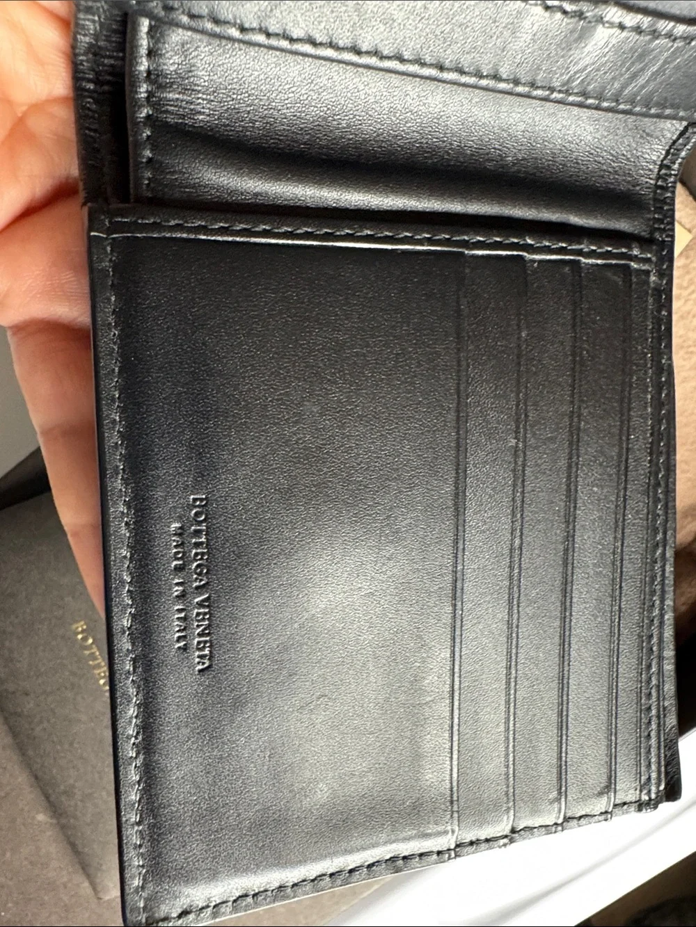 Bottega Veneta Black Intrecciato Leather Folded Card Holder